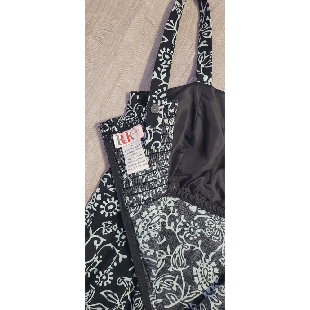 2/$13 Deals Women's R&K Originals Black/Teal Floral Dress Size 10 - Picture 13 of 16